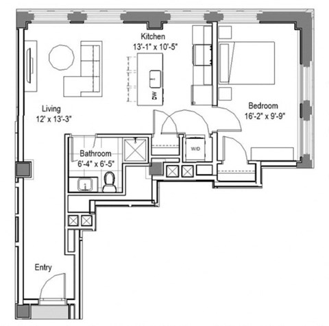 GW Greenfield Floor Plan at The Georgian Apartments, St Louis, MO